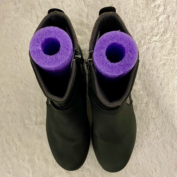 Eddie Bauer Covey 2.0 Boots Women’s Size 8.5 Black Leather Gray Tweed Side Zip - Picture 6 of 11